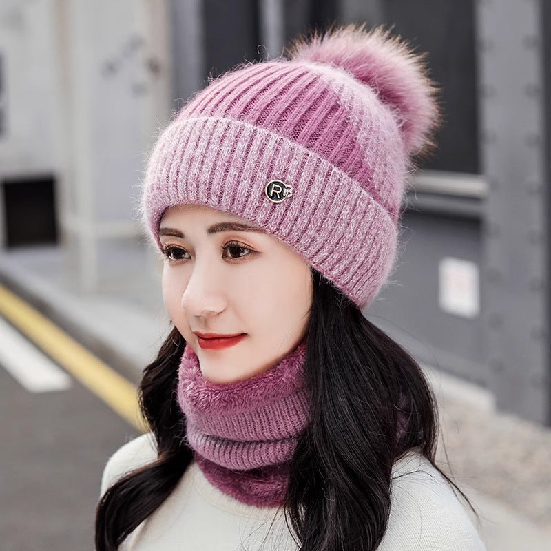 Ensemble bonnet & écharpe matelassés hiver – coupe-vent féminin