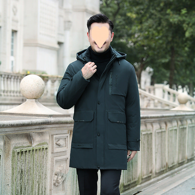 Veste matelassée homme mi-longue – Doudoune épaisse en coton chaud