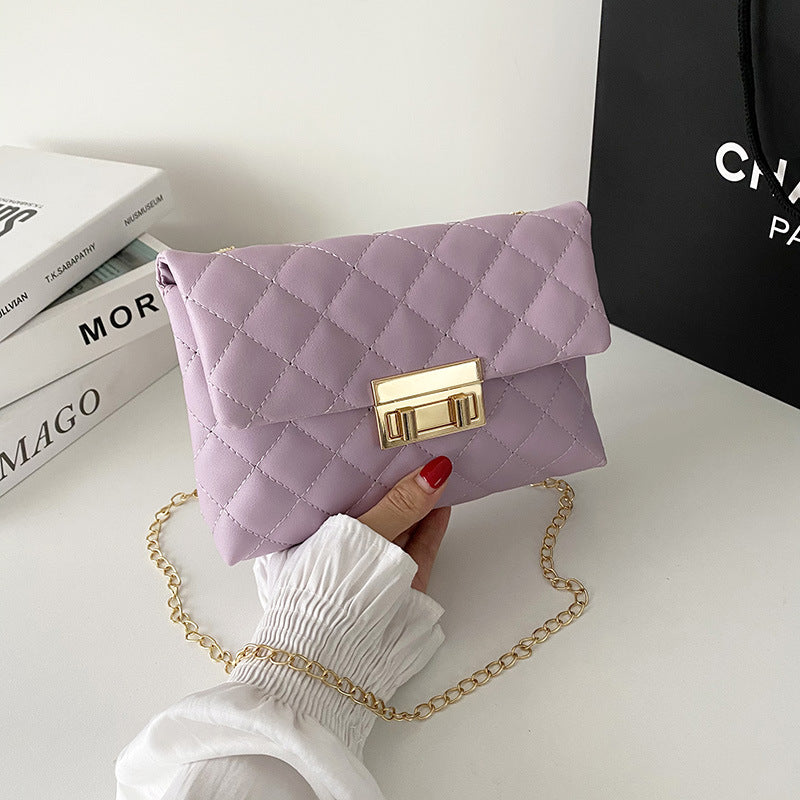 Sac carré femme à motif losanges brodés, twist-lock