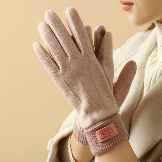 Gants en cachemire synthétique pour femme – doublés polaire, tactiles et coupe-vent