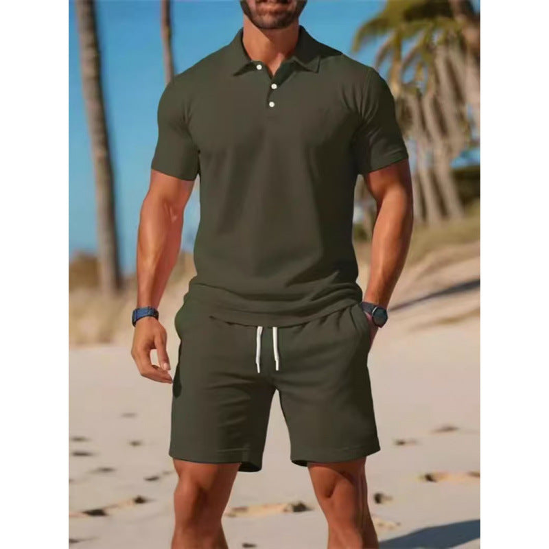 Ensemble homme été décontracté – Polo manches courtes et short slim fit