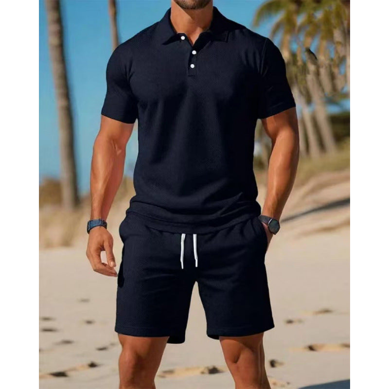 Ensemble homme été décontracté – Polo manches courtes et short slim fit