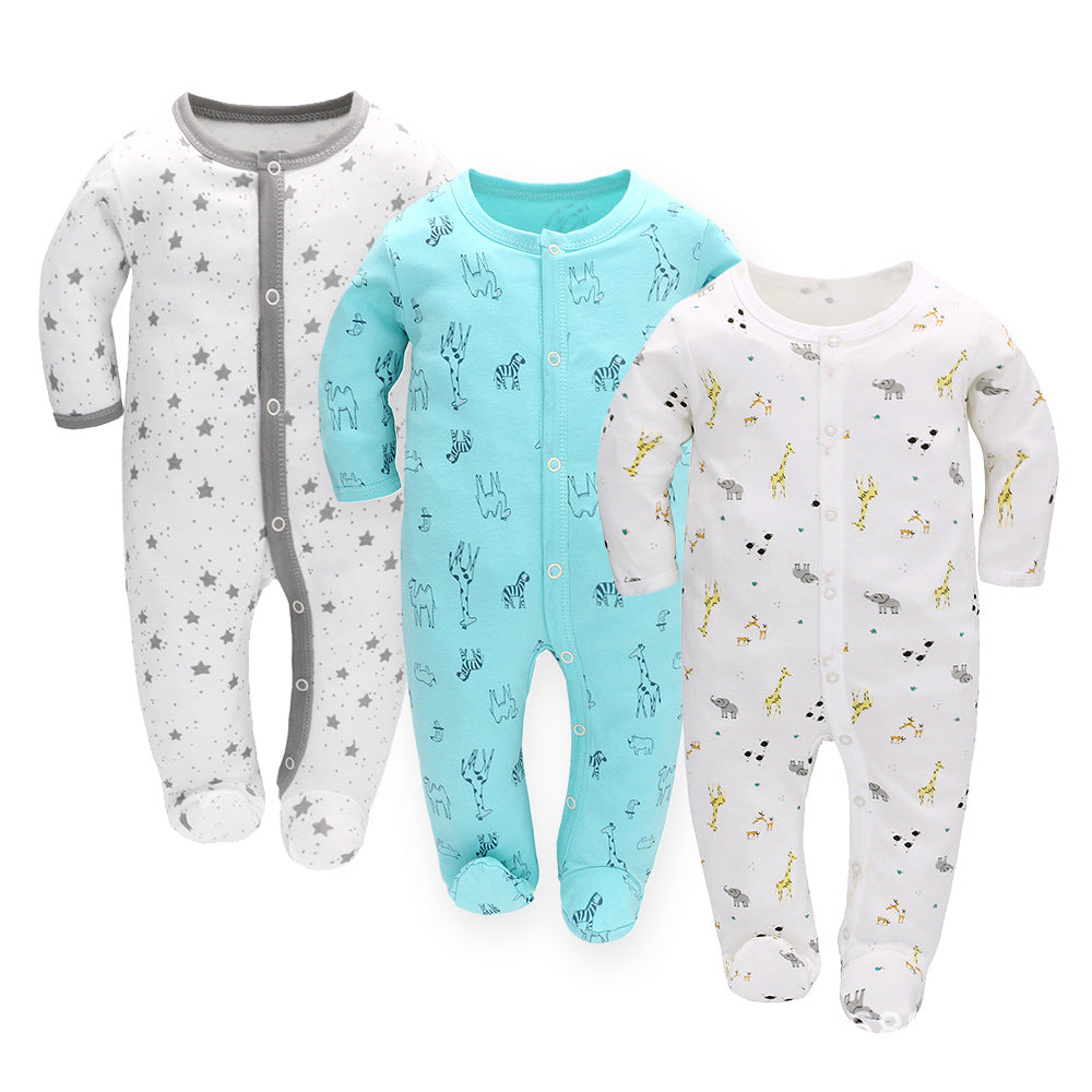 Lot de 3 grenouillères à manches longues pour bébé – Tenue confortable et pratique