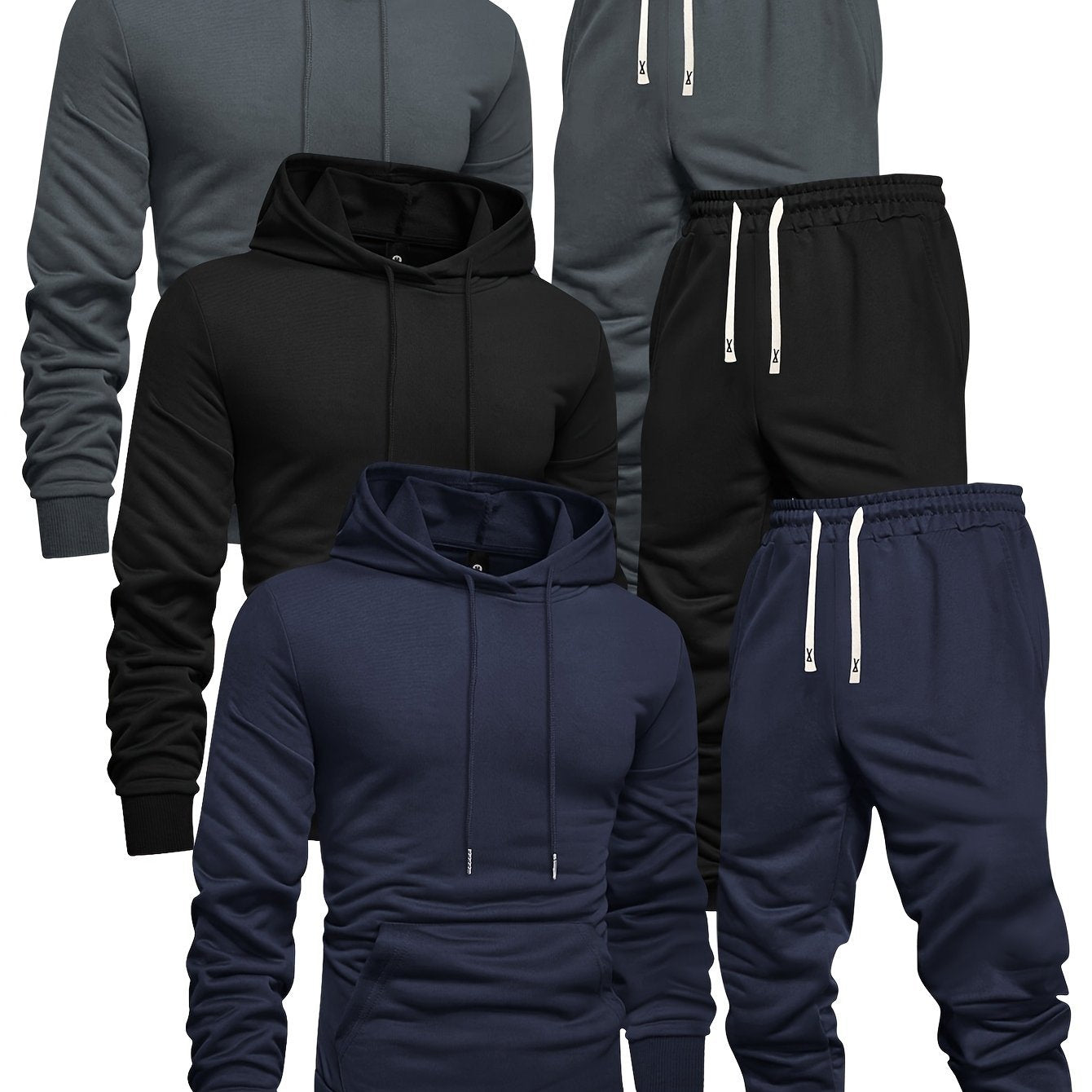 Ensemble homme 3 pièces – Sweat à capuche, blouse et pantalon décontractés