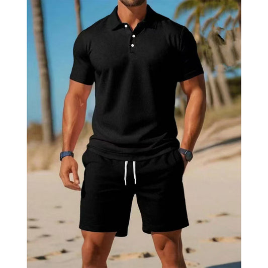 Ensemble homme été décontracté – Polo manches courtes et short slim fit