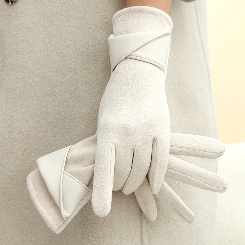 Gants en polaire avec nœud pour femme – chauds et tactiles