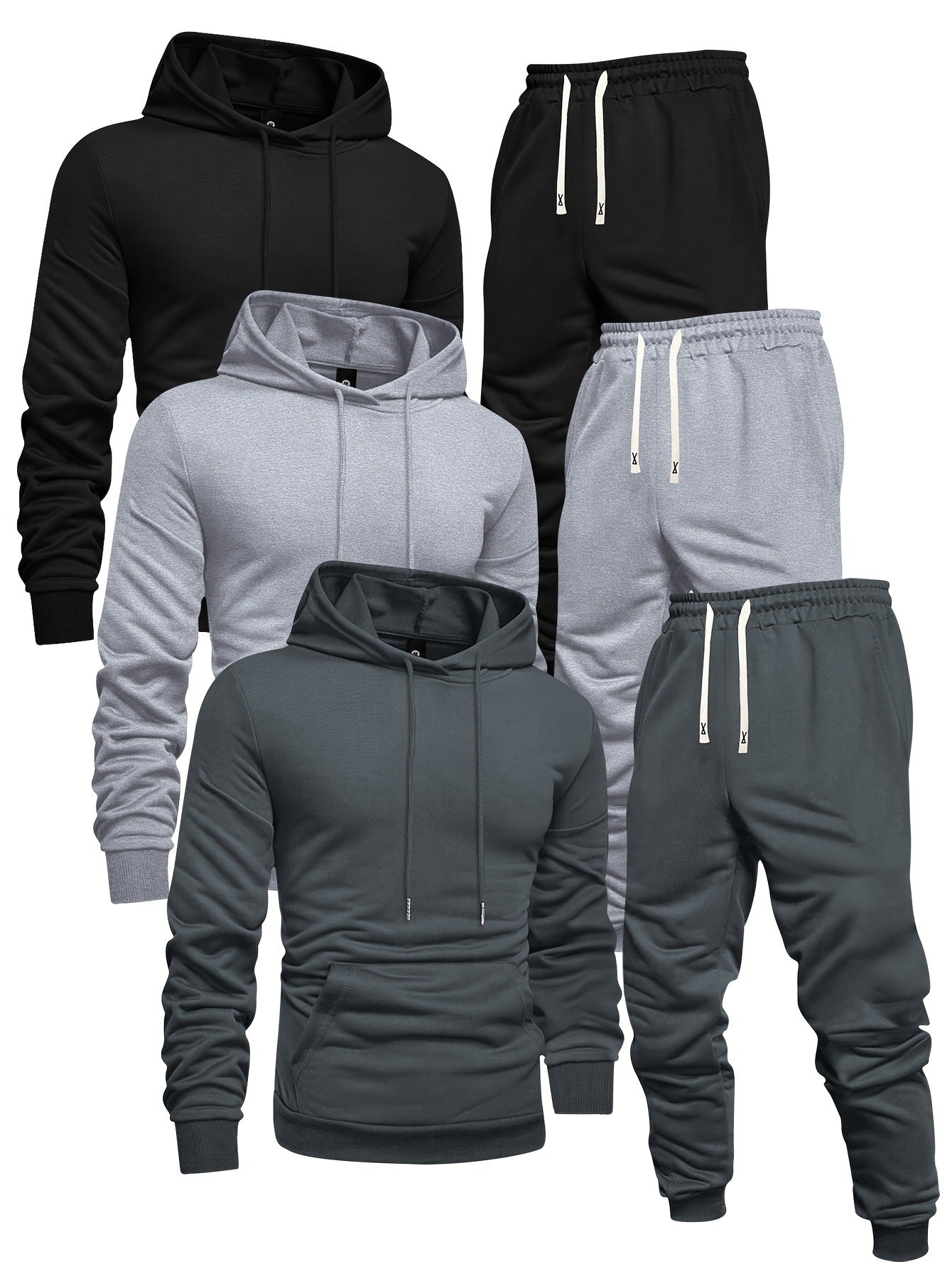 Ensemble homme 3 pièces – Sweat à capuche, blouse et pantalon décontractés