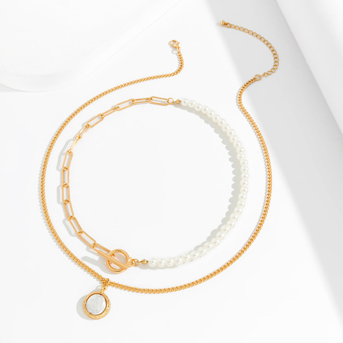 Collier rétro à perles tressées – double couche baroque