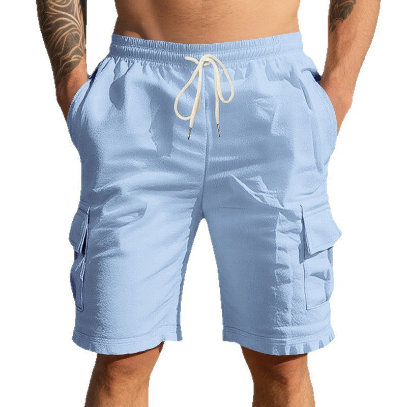 Short Homme Lin Décontracté – Multi-Poches et Respirant Été
