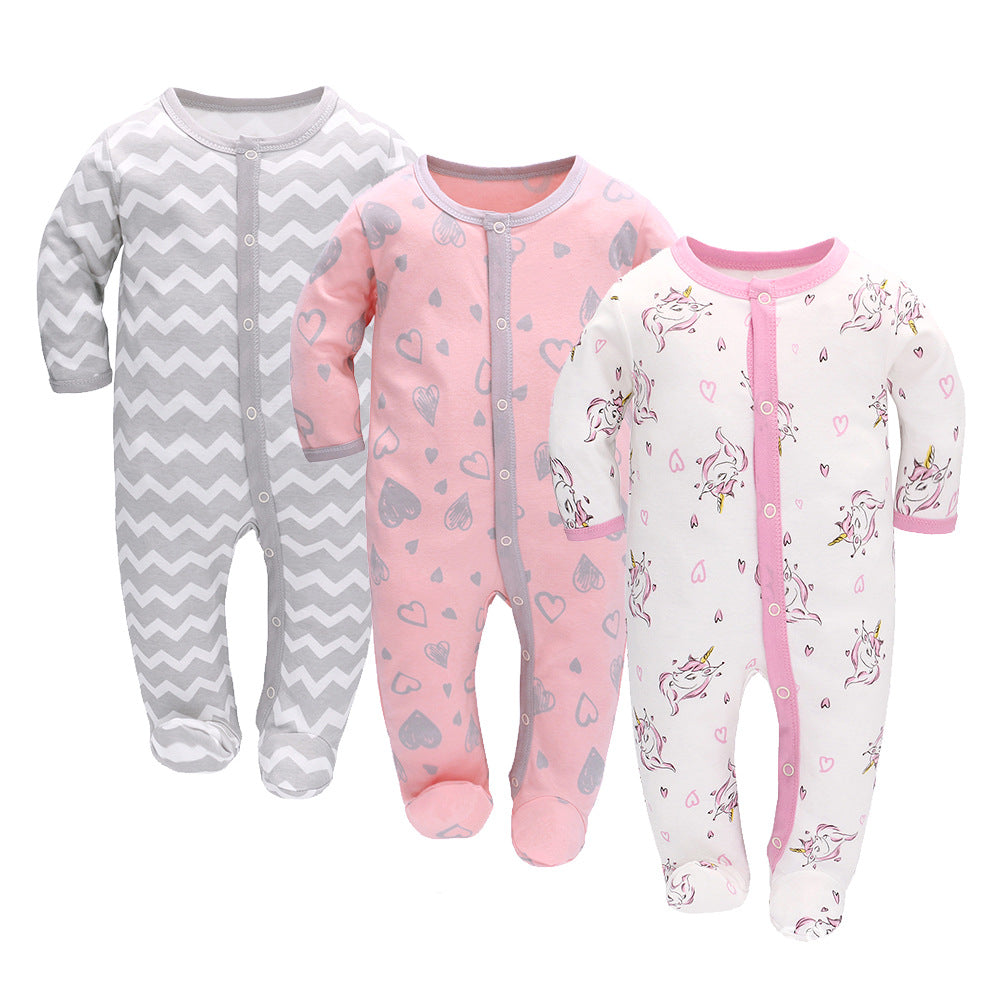 Lot de 3 grenouillères à manches longues pour bébé – Tenue confortable et pratique