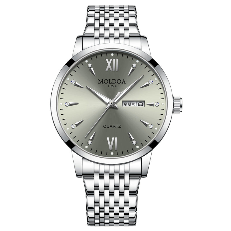 Montre homme imitation mécanique – Double calendrier lumineux, étanche, style business