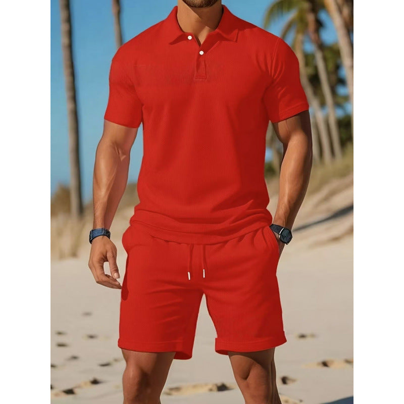 Ensemble homme été décontracté – Polo manches courtes et short slim fit