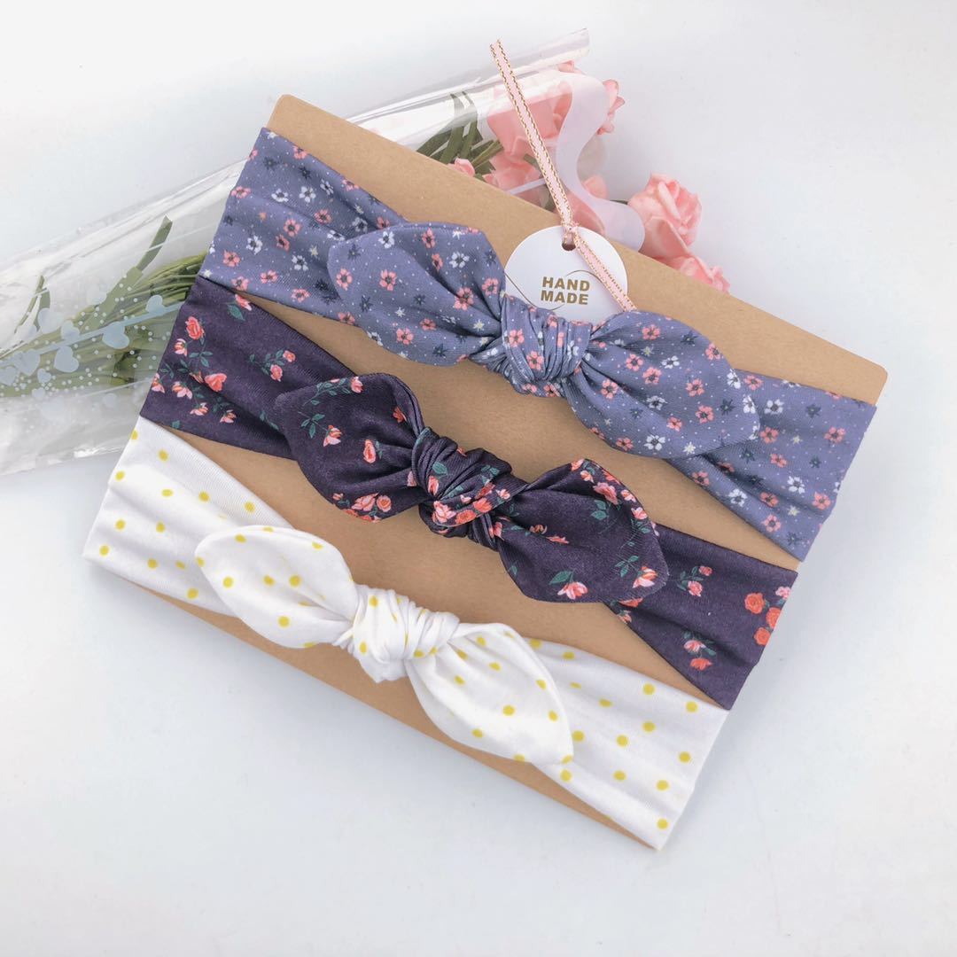 Lot 3 Bandeaux Enfant Imprimés – Nœuds Colorés, Style Princesse