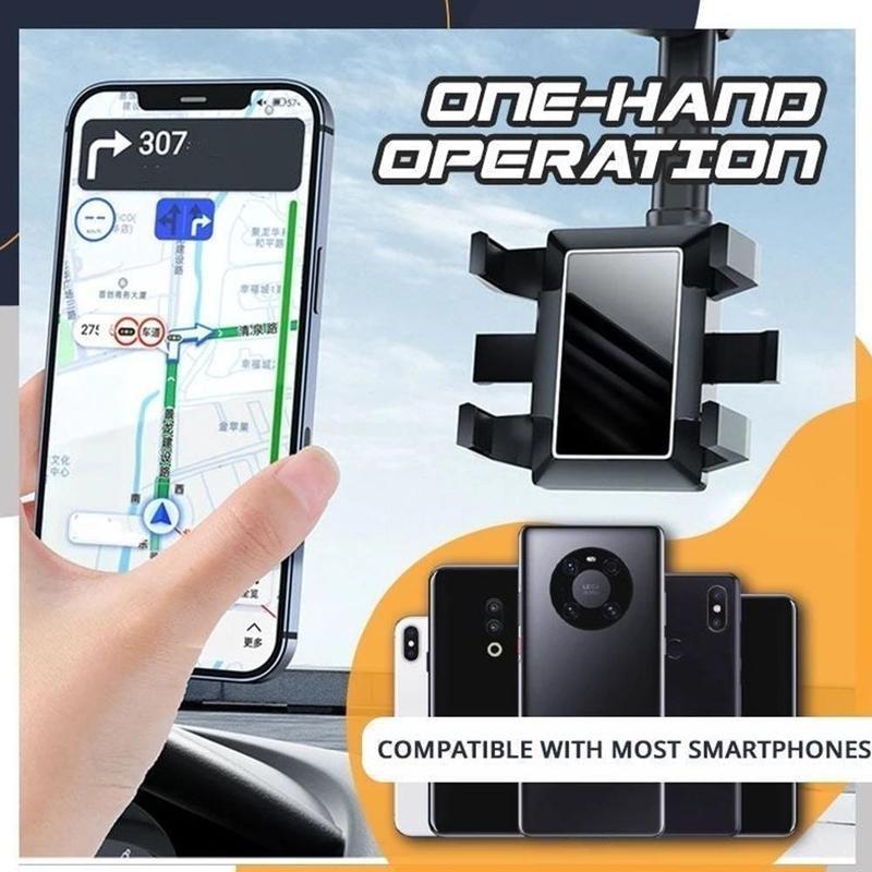 Support téléphone rétroviseur – Rotatif 360°, extensible, universel pour voiture