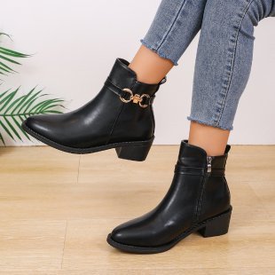 Bottes femme à talon épais – fermeture éclair latérale