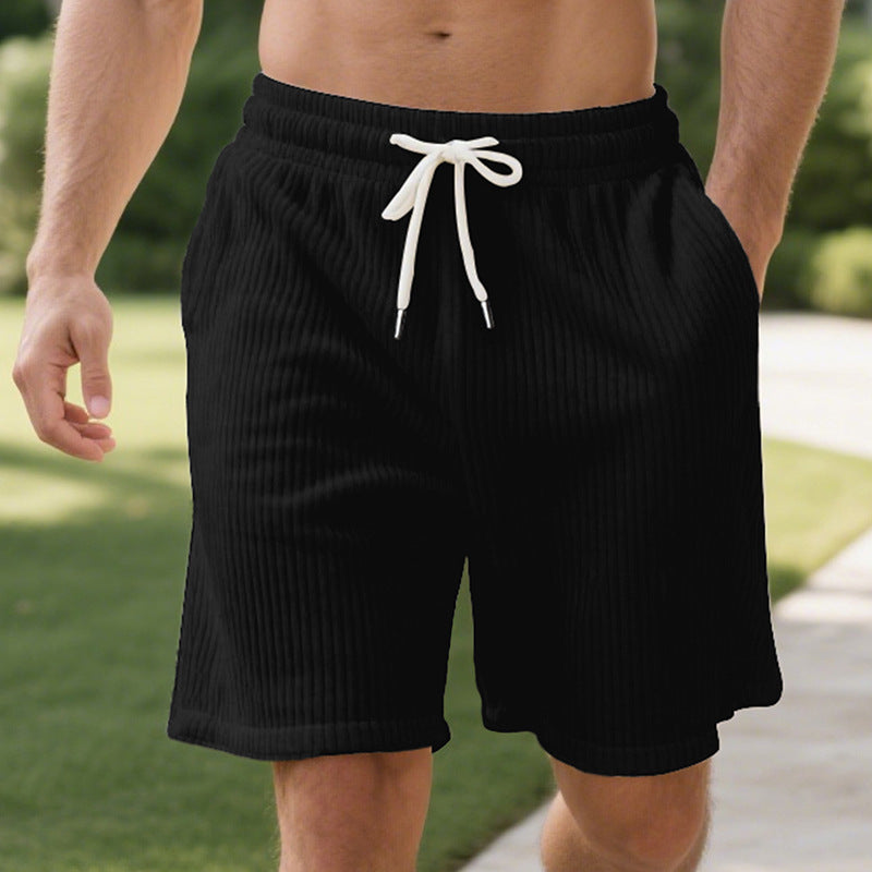 Short Homme Velours Côtelé – Taille Élastique et Style Plage Décontracté