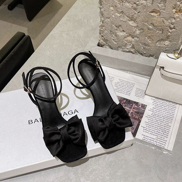 Sandales à talon stiletto avec boucle et nœud pour femme – Élégance assurée