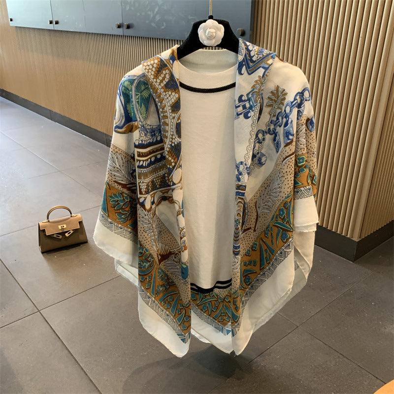 Grand foulard léger anti-UV – soie synthétique