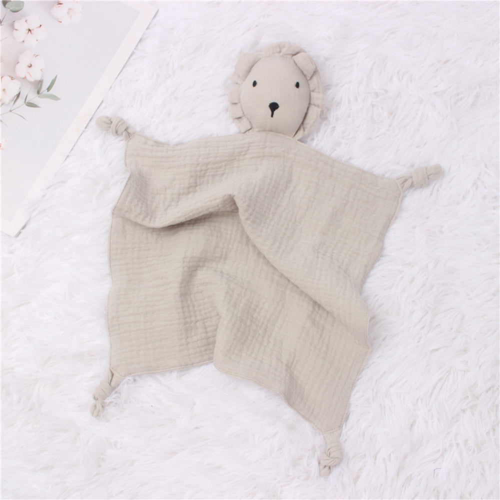 Doudou Lion en Mousseline pour Bébé – Serviette Salive Douce et Réconfortante