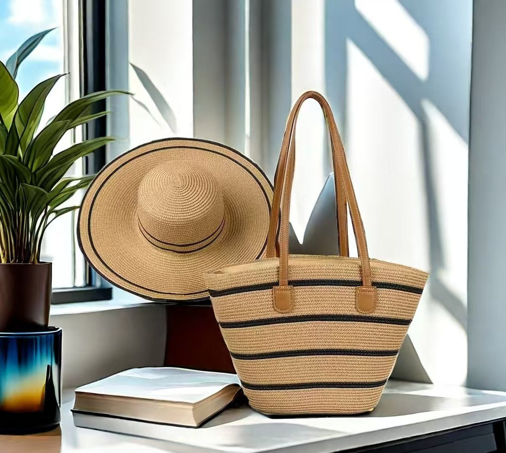 Chapeau de paille & sac assorti – protection solaire