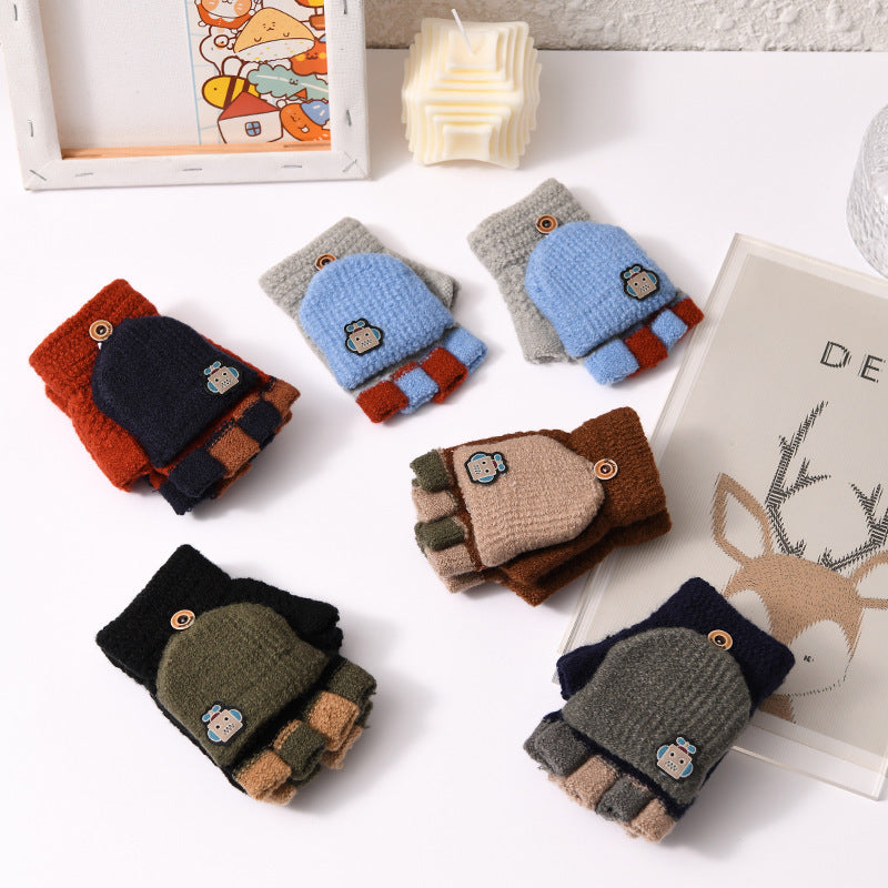 Gants Enfant à Doigts Mi-Couverts et Écaille – Tricotés, Chaleur et Style