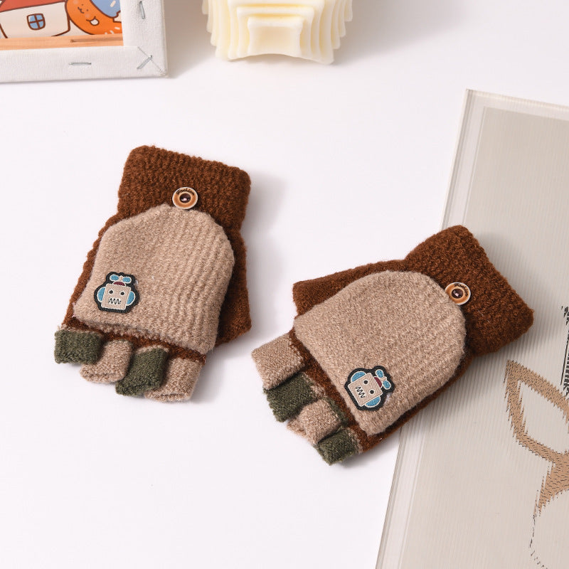 Gants Enfant à Doigts Mi-Couverts et Écaille – Tricotés, Chaleur et Style