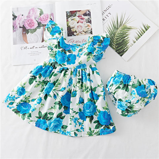 Robe en coton imprimé floral pour bébé fille – Robe à volants charmante