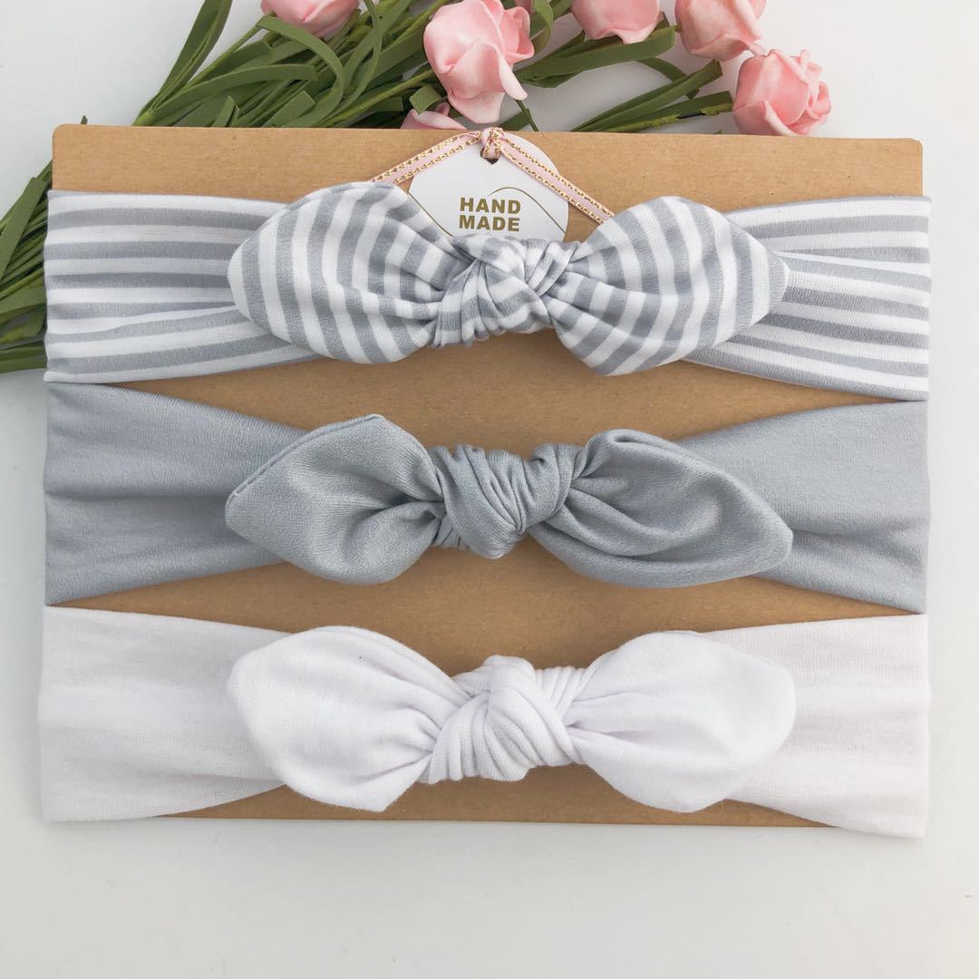 Lot 3 Bandeaux Enfant Imprimés – Nœuds Colorés, Style Princesse