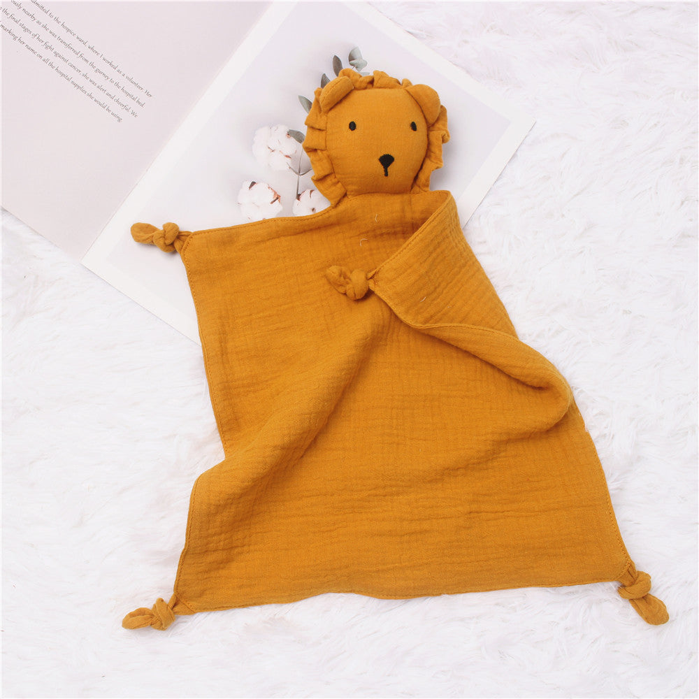 Doudou Lion en Mousseline pour Bébé – Serviette Salive Douce et Réconfortante