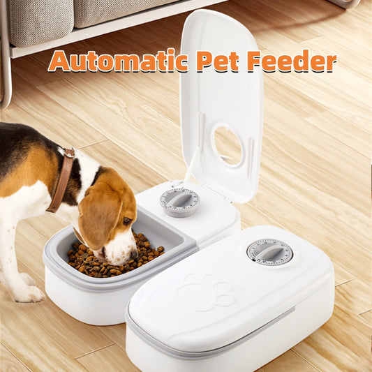 Distributeur Automatique de Nourriture pour Chien et Chat – Minuterie Programmable avec Bol en Acier Inoxydable