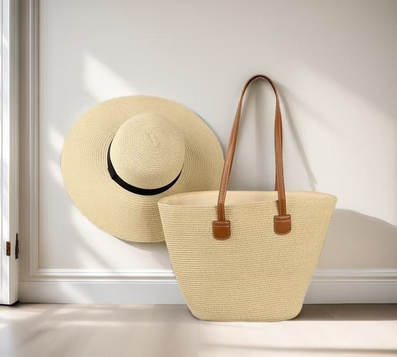 Chapeau de paille & sac assorti – protection solaire