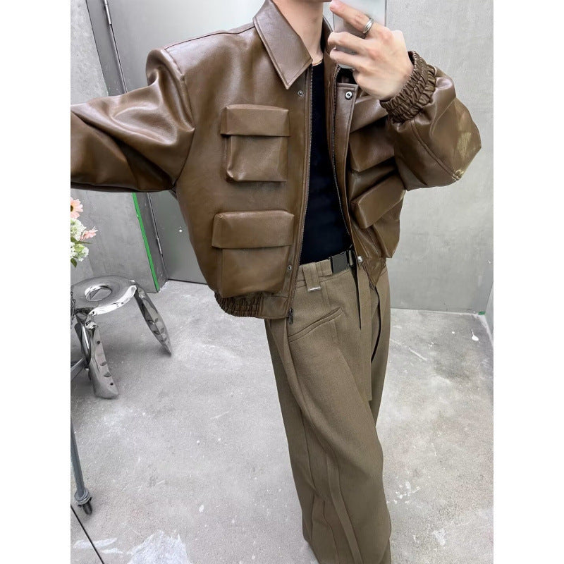 Veste en cuir homme style coréen – Design tendance et coupe décontracté