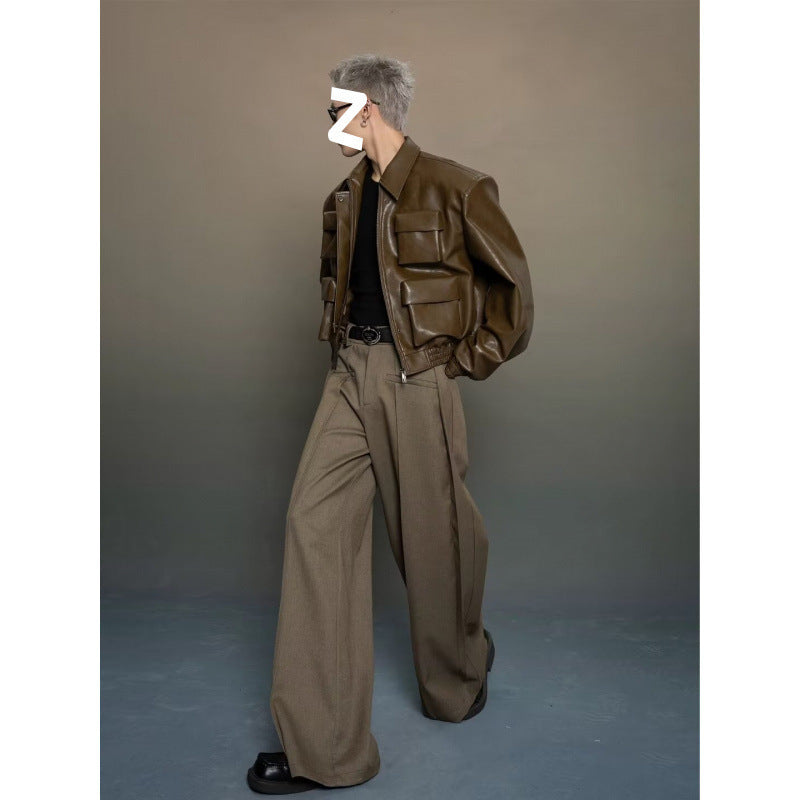 Veste en cuir homme style coréen – Design tendance et coupe décontracté