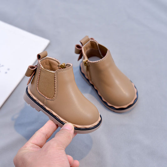 Bottines Martin pour fille avec nœud papillon – Style tube bas