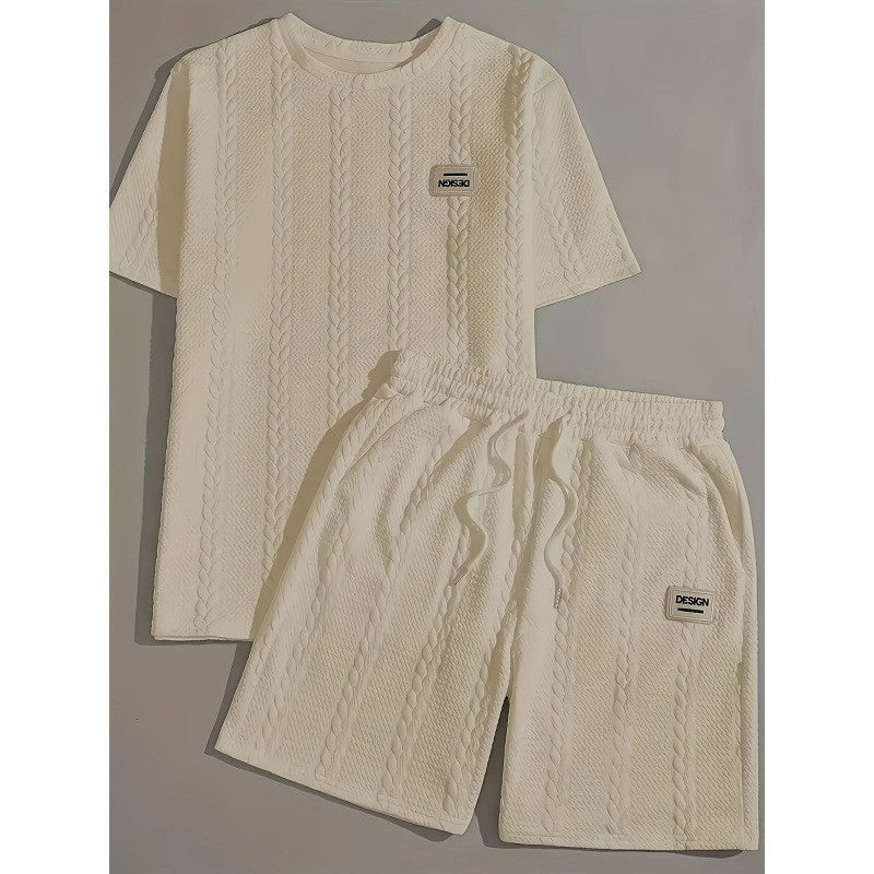 Ensemble homme tricot texturé – Haut à pompons et pantalon confortable