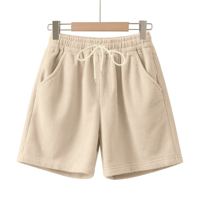 Short Homme Velours Côtelé – Taille Élastique et Style Plage Décontracté