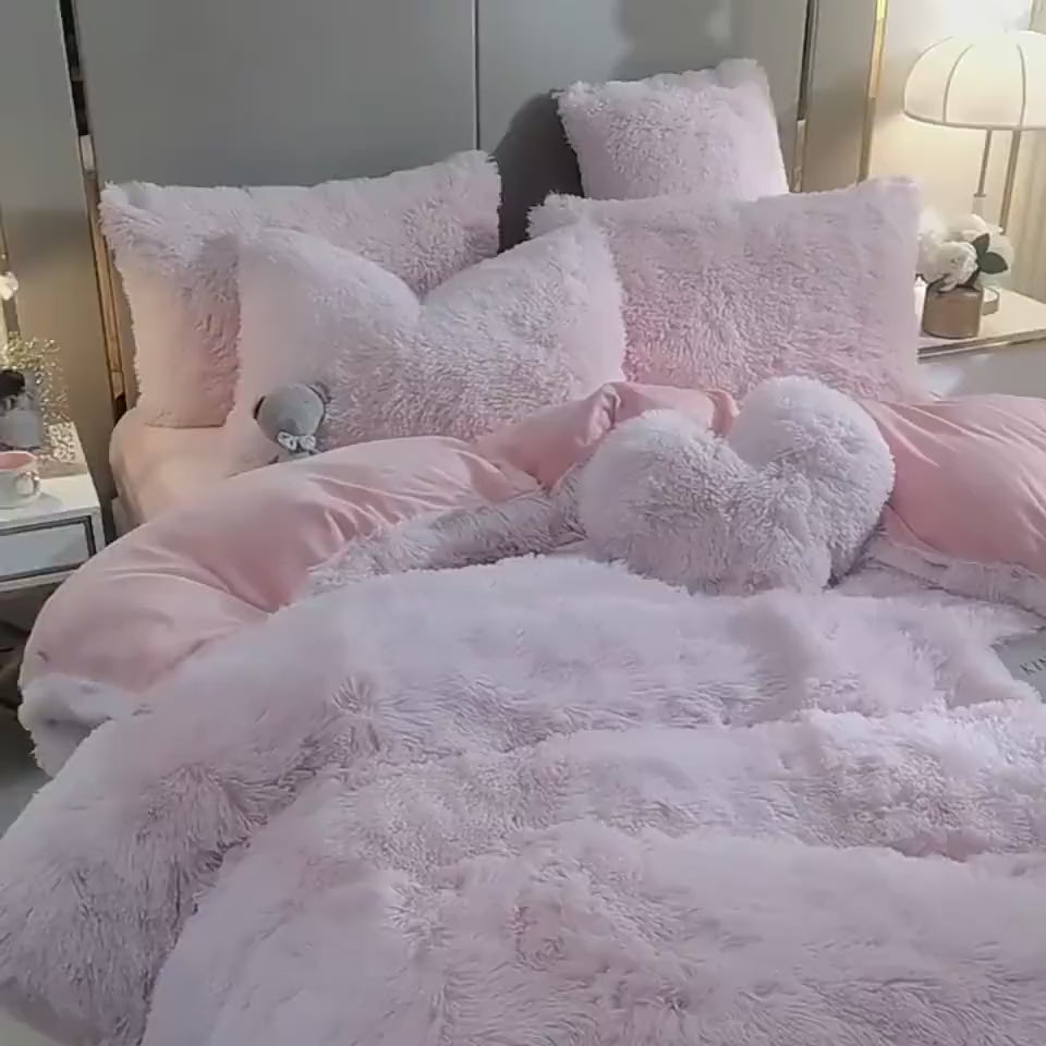 Luxury Thick Fleece Duvet Cover Queen King Winter