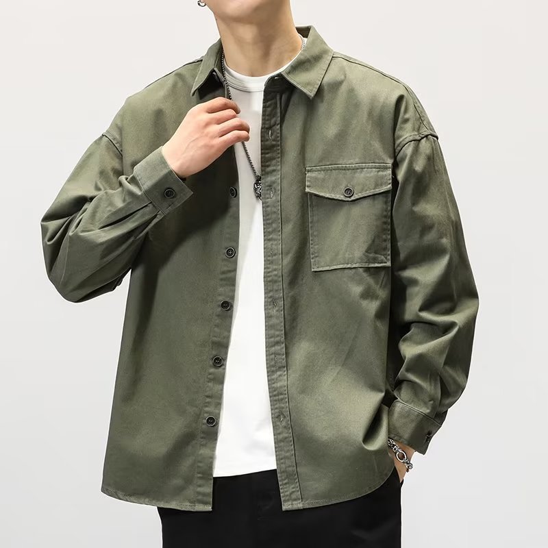 Chemise homme casual à manches longues – Style cardigan léger et polyvalent