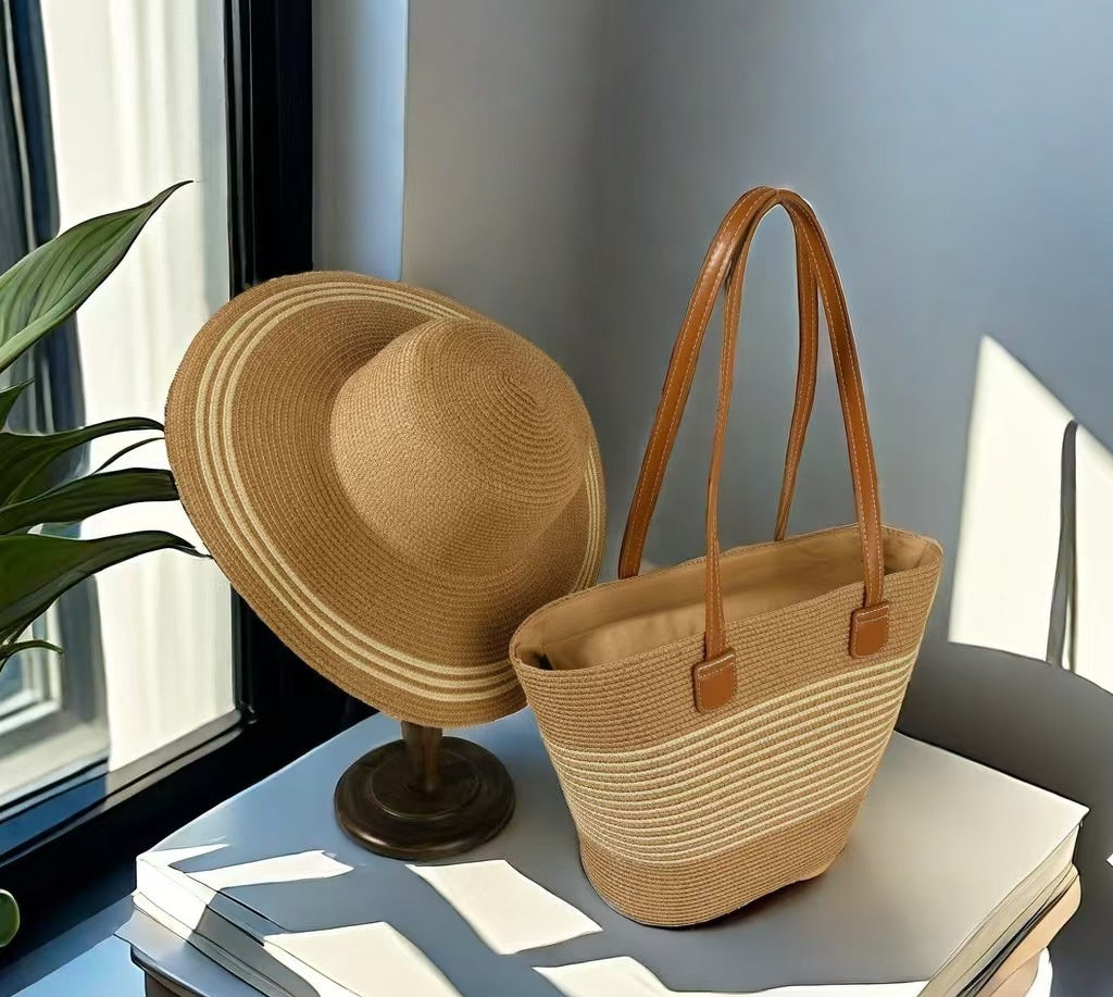 Chapeau de paille & sac assorti – protection solaire