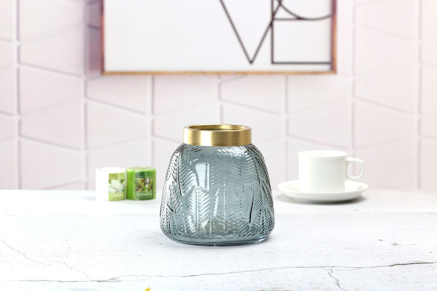 Vase en verre soufflé design géométrique – Style européen élégant