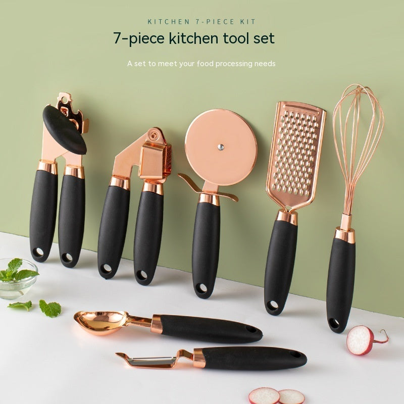 Set ustensiles de cuisine cuivrés 7 pièces – Support et outils indispensables