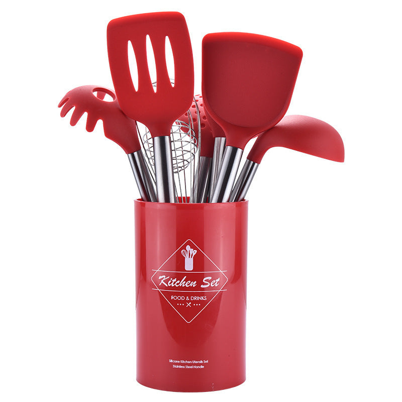 Set d’ustensiles de cuisine en silicone + manches tube inox – Hygiène et élégance