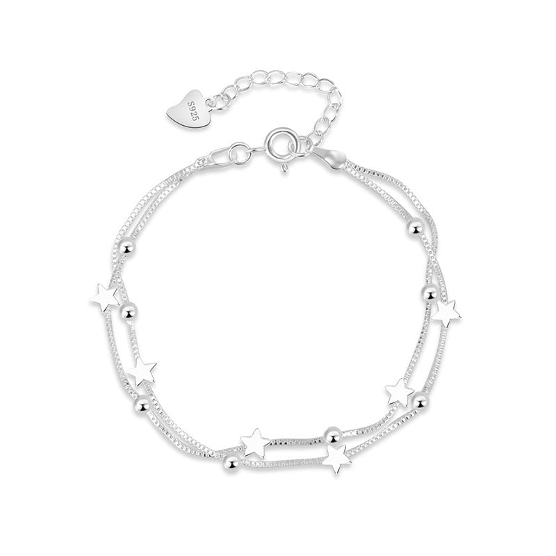Bracelet double couche petites étoiles – argenté