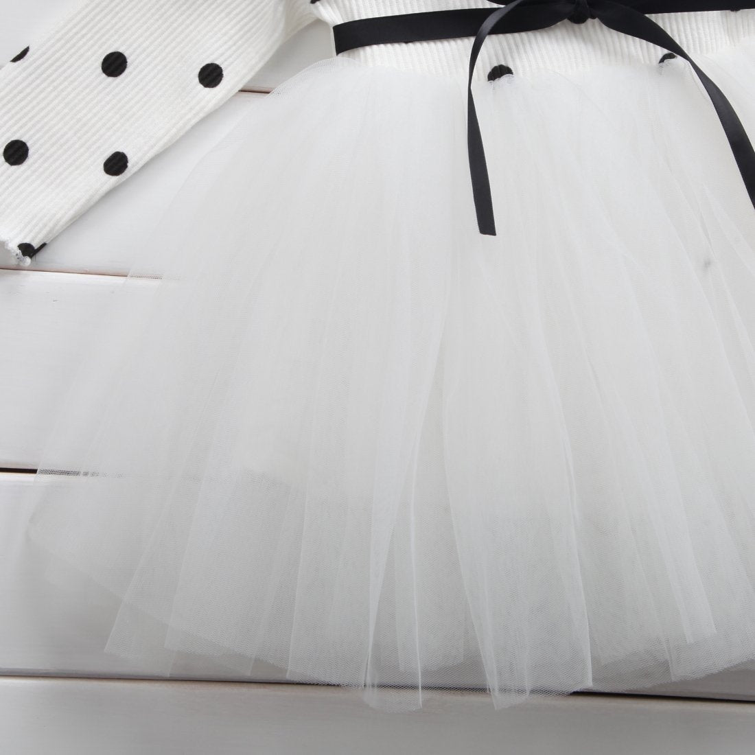 Robe tutu manches longues et dentelle pour bébé fille – Première fête & cérémonie
