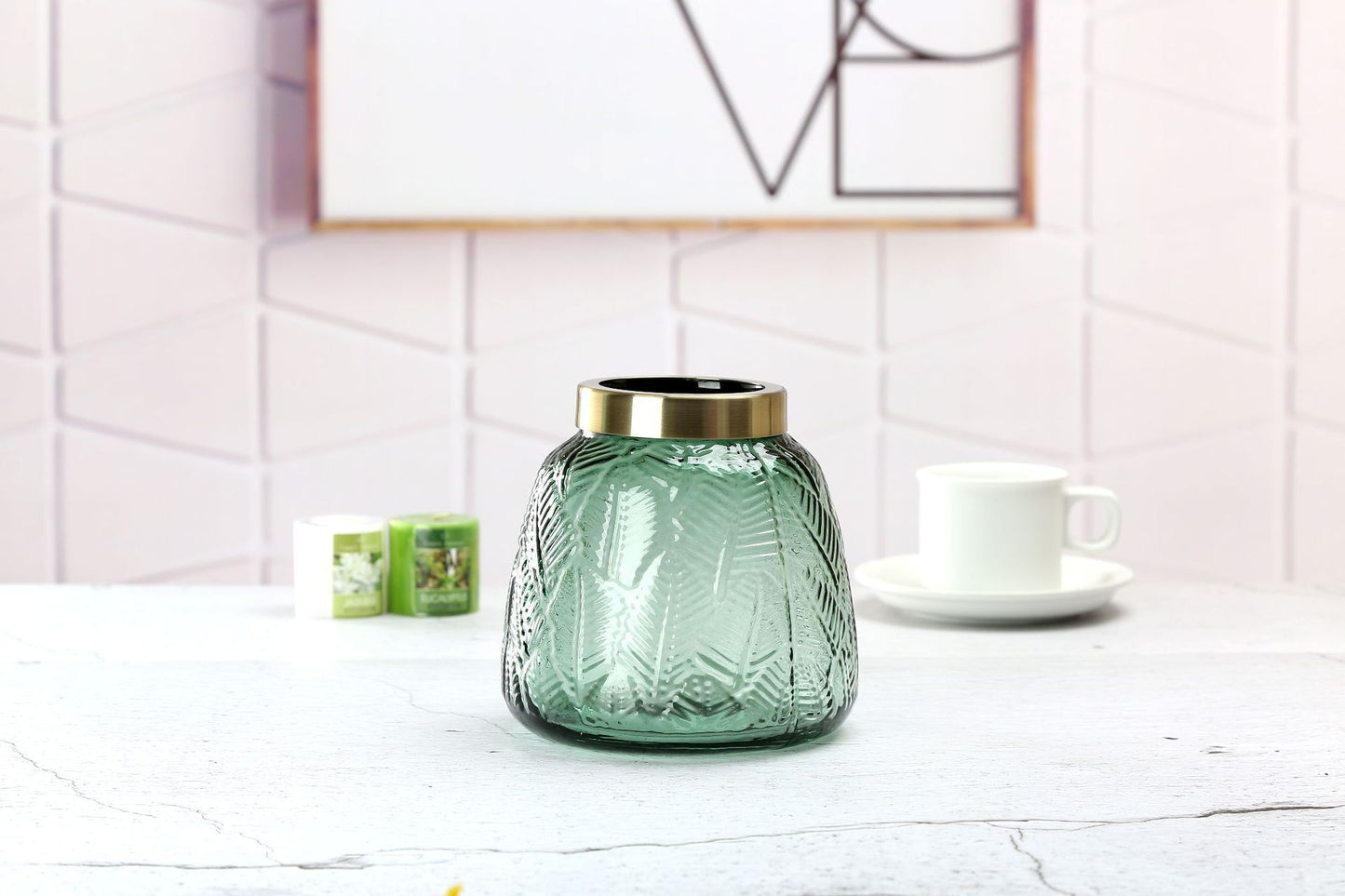 Vase en verre soufflé design géométrique – Style européen élégant