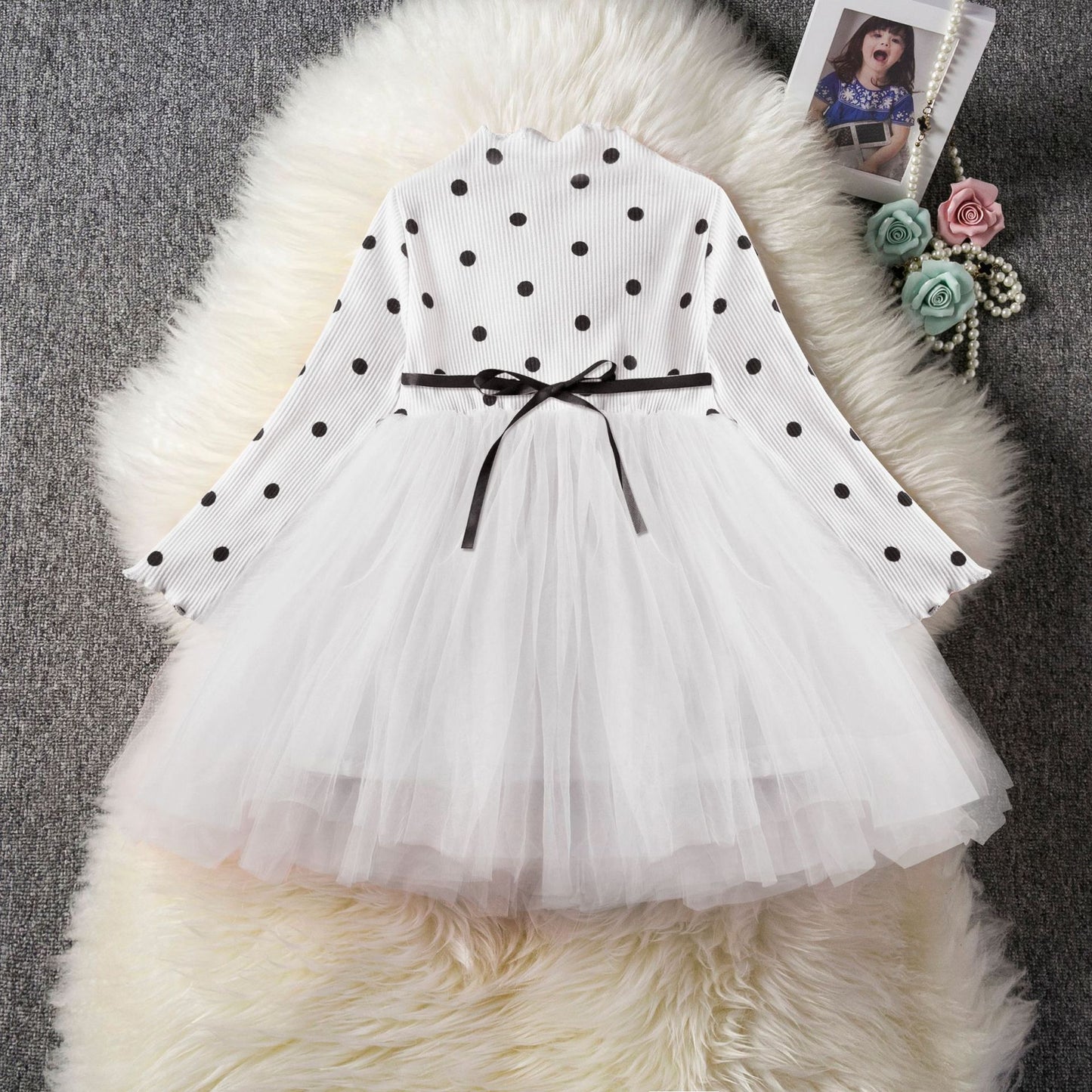 Robe tutu manches longues et dentelle pour bébé fille – Première fête & cérémonie