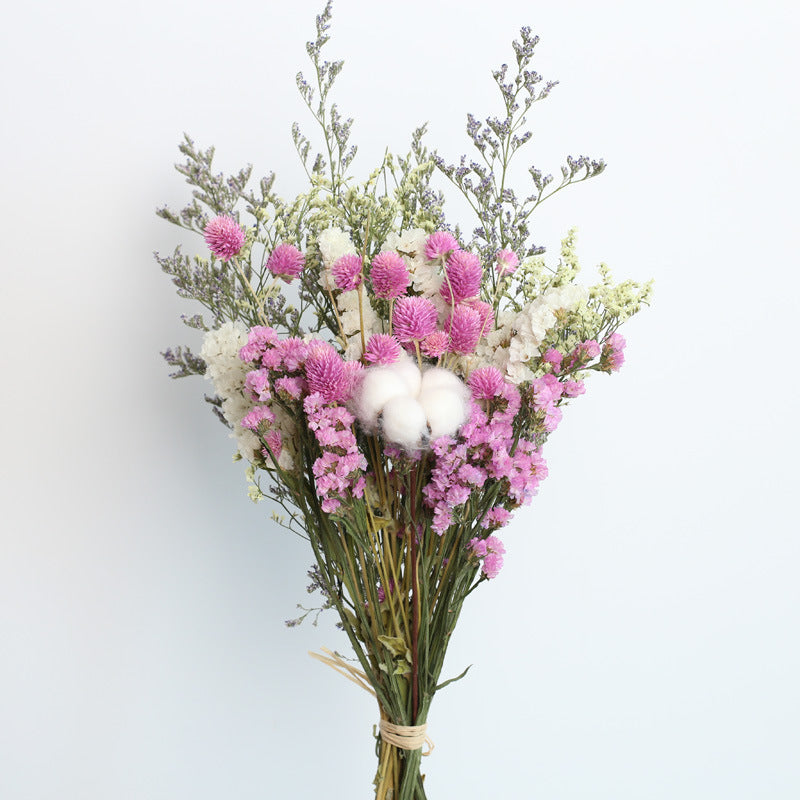 Bouquet de fleurs séchées eucalyptus coton rose – Déco naturelle et élégante