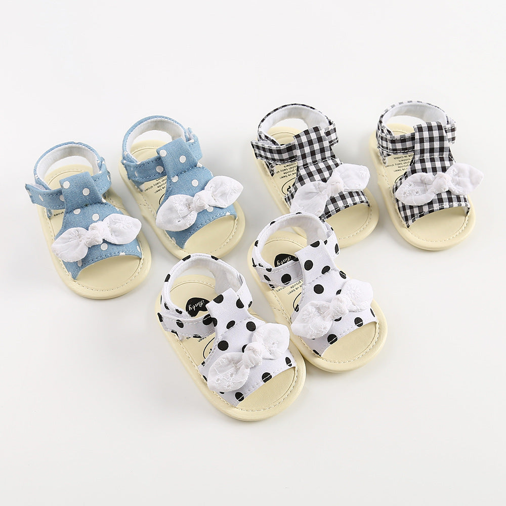 Sandales pour bébé avec nœud papillon – Semelle souple et antidérapante