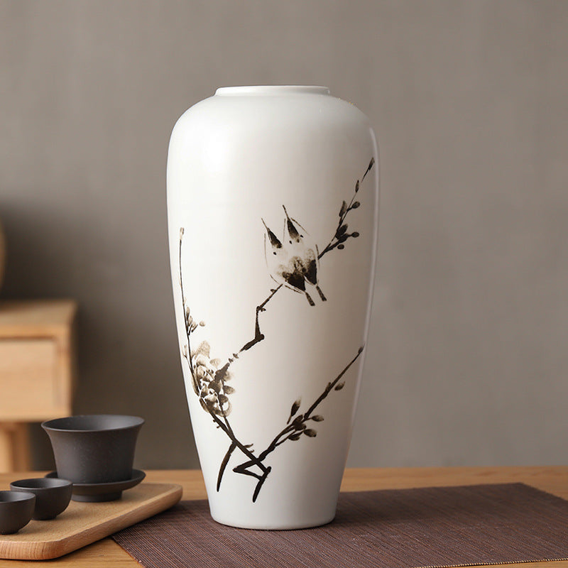 Vase rond en céramique style japonais – Décoration zen moderne pour fleurs séchées ou fraîches