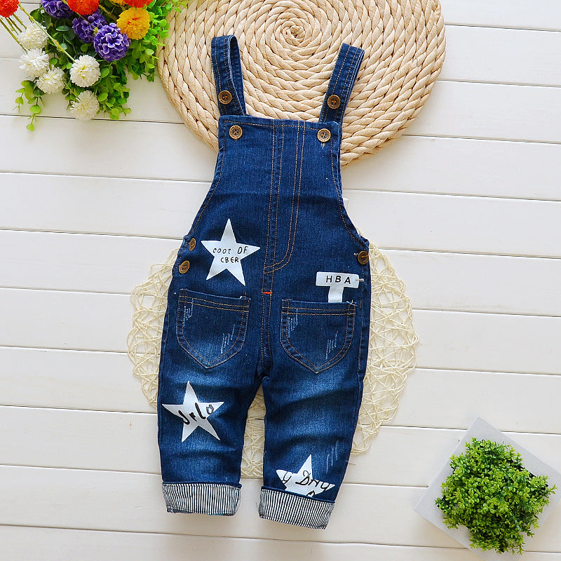 Pantalon salopette en coton pour bébé – Salopette effet jeans confortable